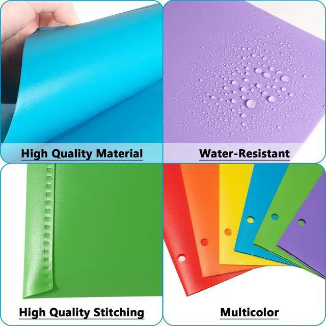 Alt view image 4 of 6 - Plastic Pocket Folders, 3 Hole Punch, Heavy Duty, 6-Pack | Plastic Pocket Folders, 3 Hole Punch Folders, Plastic File Folders, Binder Folders, Letter Size Folders