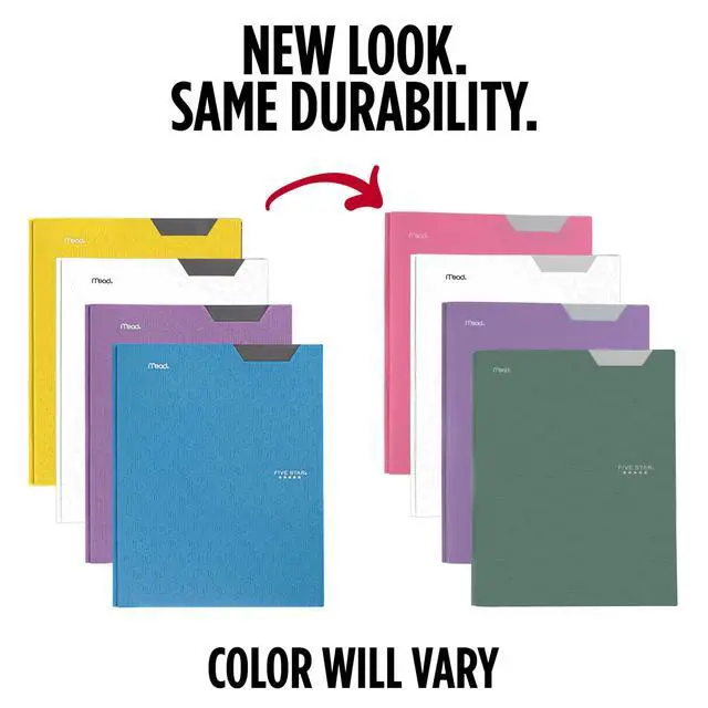 Alt view image 2 of 7 - 2-Pocket Plastic Folder with Stay-Put Tabs and Prong Fasteners, Holds 8.5" x 11" Paper, Assorted Colors, 4 Pack (340300B)