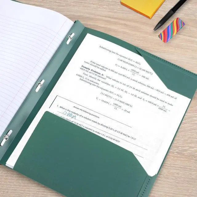 Alt view image 5 of 7 - 2-Pocket Plastic Folder with Stay-Put Tabs and Prong Fasteners, Holds 8.5" x 11" Paper, Assorted Colors, 4 Pack (340300B)