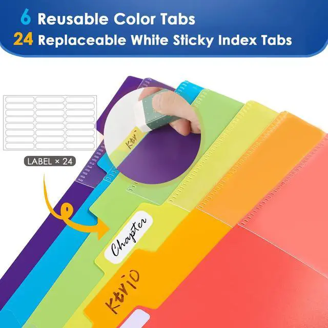 Alt view image 4 of 7 - 12 Pocket Project Organizer, Letter Size Spiral Binder, Black | 12 Pocket Storage, Letter Size Fit, Water-Resistant Poly, Zip Pouch Included, Writable Color Tabs