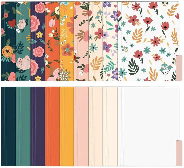 Main image of 18 Pack Decorative File Folders Floral Folders Cute File Folder, Letter Size Colored File Folders,1/3-Cut Tabs, 9.6 x 11.6 Inches, for Office, School, Home
