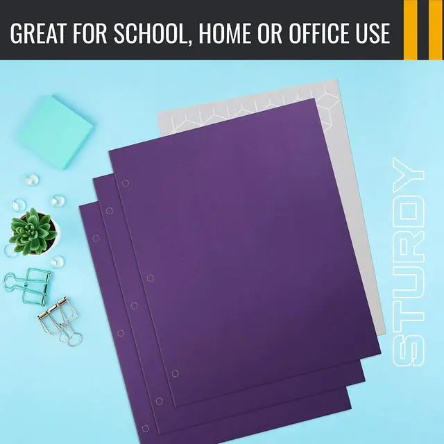Alt view image 6 of 7 - Office Products Two Pocket Portfolio Folders, 50-Pack, Purple, Letter Size Paper Folders, 50 Pieces, Purple