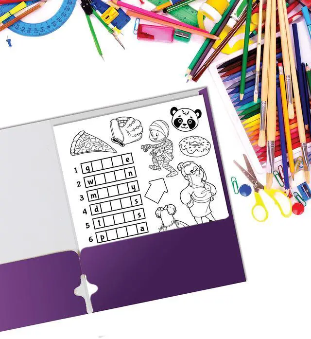 Alt view image 7 of 7 - Office Products Two Pocket Portfolio Folders, 50-Pack, Purple, Letter Size Paper Folders, 50 Pieces, Purple