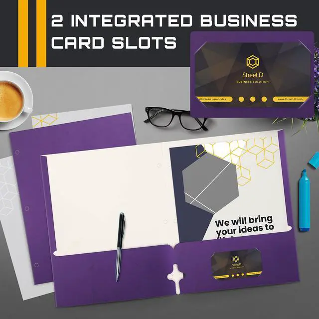 Alt view image 4 of 7 - Office Products Two Pocket Portfolio Folders, 50-Pack, Purple, Letter Size Paper Folders, 50 Pieces, Purple