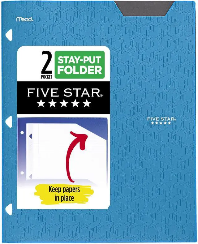 Main image of 2-Pocket Folder, Plastic Folder with Stay-Put Tabs, Fits 3-Ring Binder, Holds 8-1/2" x 11" Paper, Tidewater Blue (333420H-ECM)