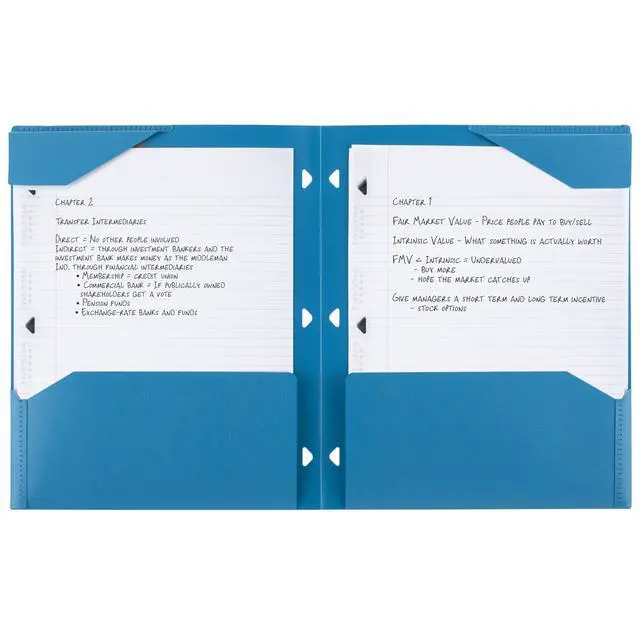 Alt view image 3 of 7 - 2-Pocket Folder, Plastic Folder with Stay-Put Tabs, Fits 3-Ring Binder, Holds 8-1/2" x 11" Paper, Tidewater Blue (333420H-ECM)