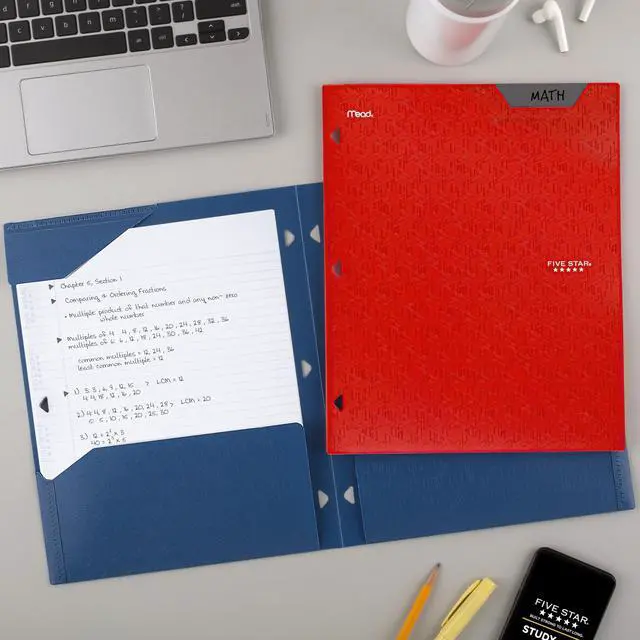 Alt view image 7 of 7 - 2-Pocket Folder, Plastic Folder with Stay-Put Tabs, Fits 3-Ring Binder, Holds 8-1/2" x 11" Paper, Fire Red (333420D-ECM)