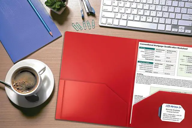 Alt view image 2 of 6 - Office Products Heavyweight Plastic 2 Pocket Portfolio Folder, Letter Size Poly Folders 24 Pack (Red)