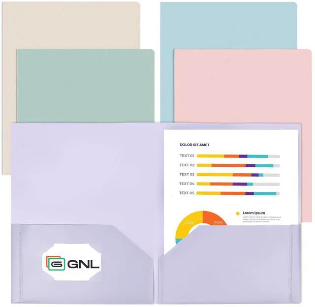 Main image of Plastic Folders with Pockets, Pack of 5, Muted Pastel Colors, Heavy Duty 2 Pocket File Folders Letter Size, Pocket Folders for School, Home, and Office