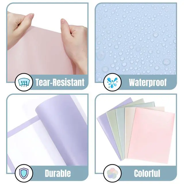 Alt view image 4 of 7 - Plastic Folders with Pockets, Pack of 5, Muted Pastel Colors, Heavy Duty 2 Pocket File Folders Letter Size, Pocket Folders for School, Home, and Office