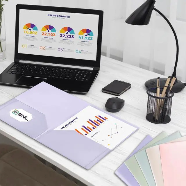 Alt view image 6 of 7 - Plastic Folders with Pockets, Pack of 5, Muted Pastel Colors, Heavy Duty 2 Pocket File Folders Letter Size, Pocket Folders for School, Home, and Office