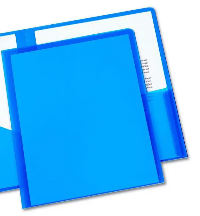 Alt view image 2 of 6 - Translucent Two Pocket Folder, Water Resistant, Holds up to 20 Sheets, 1 Blue Folder (47811)