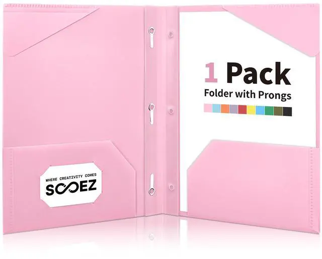 Main image of 1 Pack Plastic Folder, 2-Pocket Folders with Prongs | Fit Letter Size Paper, Sturdy 3 Prong File Folders for Documents, Folders with Pockets Back to School Supplies for Kids
