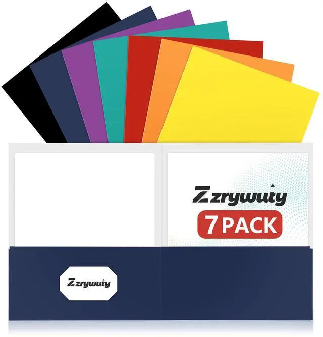 Main image of 7 Packs Two Pocket Folders,Assorted Colors Two Pocket File Folders with Business Card Slot,Letter Size,Holds 100 Plus Sheets for School,Office,Business