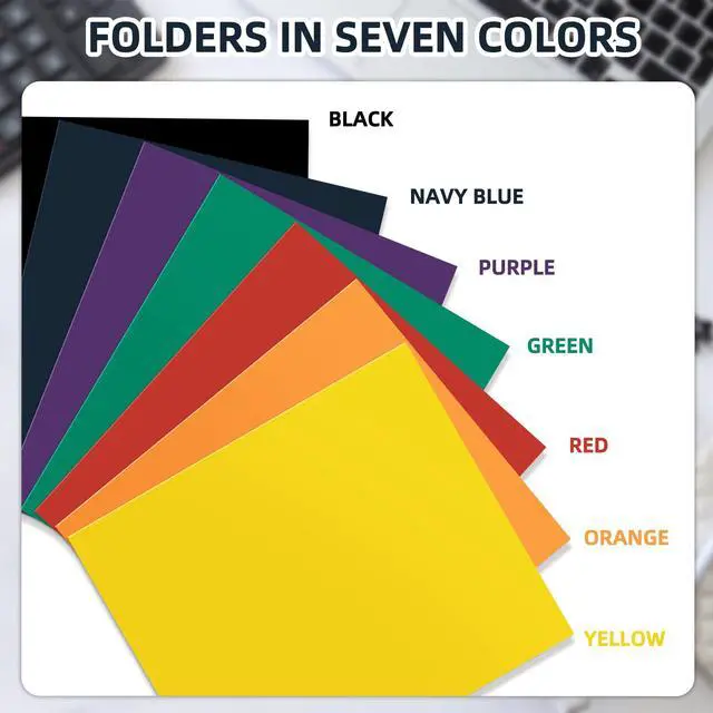 Alt view image 4 of 7 - 7 Packs Two Pocket Folders,Assorted Colors Two Pocket File Folders with Business Card Slot,Letter Size,Holds 100 Plus Sheets for School,Office,Business