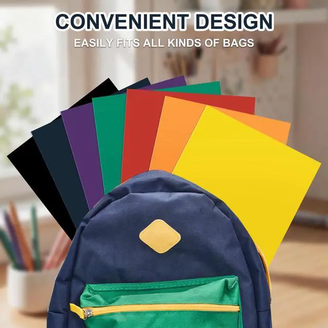 Alt view image 5 of 7 - 7 Packs Two Pocket Folders,Assorted Colors Two Pocket File Folders with Business Card Slot,Letter Size,Holds 100 Plus Sheets for School,Office,Business