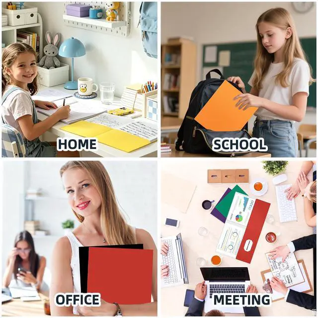 Alt view image 7 of 7 - 7 Packs Two Pocket Folders,Assorted Colors Two Pocket File Folders with Business Card Slot,Letter Size,Holds 100 Plus Sheets for School,Office,Business