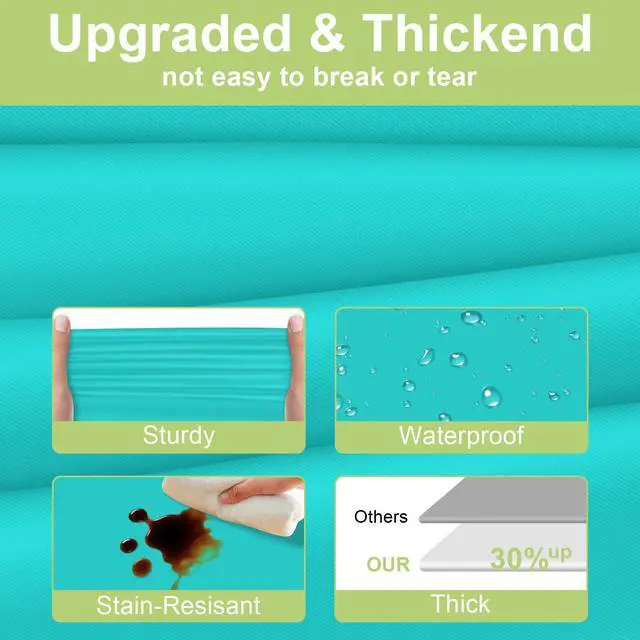 Alt view image 3 of 7 - Teal Plastic Table Cloth Disposable 2 Pack, 54 x 108 Inch Tablecloths for Easter Party, Summer, Turquoise Rectangle Table Cover