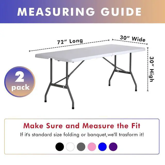 Alt view image 6 of 7 - 2 Pack Black Table Cloth 6 Foot-Spandex Fitted Tablecloth Rectangle Tables, Open Back Stretch Folding Trade Show Table Covers Fabric Washable & Wrinkle Resistant for Parties, Wedding, Event