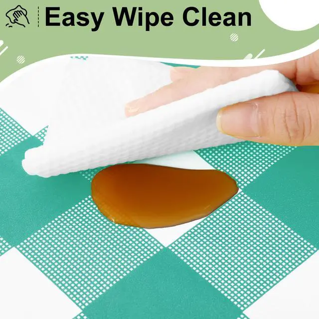 Alt view image 5 of 7 - 8 Packs Buffalo Disposable Table Cloth, 54 x 108 Inch Waterproof Plastic Tablecloth, Rectangle Teal and White Checkered Table Covers for Picnic, Birthday, Party