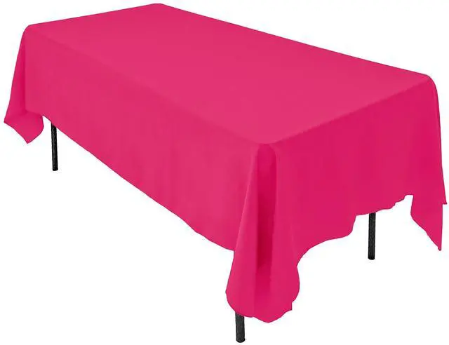 Main image of 60 x 102-Inch Rectangular Polyester Tablecloth - Made in USA - Wrinkle-Resistant, Flame Retardant, Durable Party Table Cover, Banquet Tablecloth, Wedding Table Cover - Fuchsia