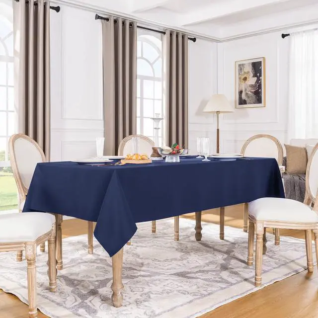 Alt view image 7 of 7 - Rectangle Tablecloth, Waterproof Table Cloths Wrinkle Free Fabric Washable Polyester Table Cover for Dining Tables Party Outdoor Camping Parties Buffet - 60 x 84 inch, Navy Blue