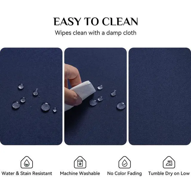Alt view image 5 of 7 - Rectangle Tablecloth, Waterproof Table Cloths Wrinkle Free Fabric Washable Polyester Table Cover for Dining Tables Party Outdoor Camping Parties Buffet - 60 x 84 inch, Navy Blue