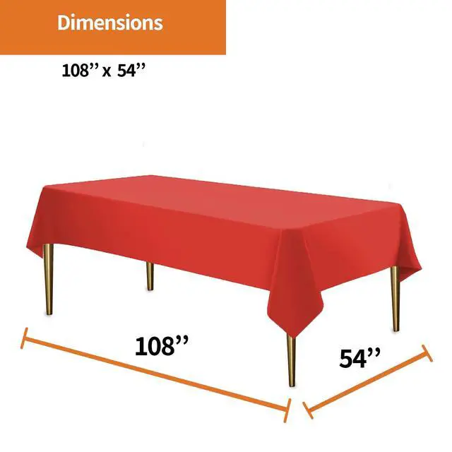 Alt view image 2 of 6 - Party Dimensions Tablecloth Disposable Plastic Table Cover for Rectangle Tables (12 Pack) Premium Plastic Table Cloths for Parties, Events & Weddings, Indoors/Outdoors, 54"x108"