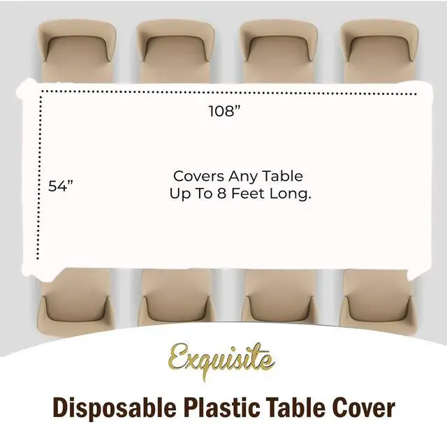 Alt view image 4 of 7 - 12-Pack Plastic Tablecloth 54x108 Rectangle Value Pack Plastic Table Cover - White