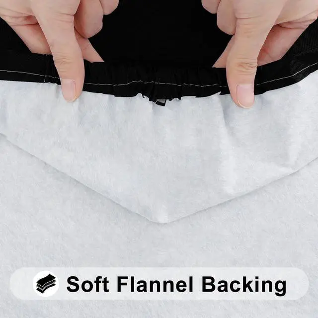 Alt view image 4 of 7 - Rectangle Tablecloth, Elastic Fitted Flannel Backed Vinyl Tablecloths for 5ft Folding Tables, Waterproof Wipeable Table Covers for Indoor, Outdoor, Picnic and Camping (Black, 30"x60")