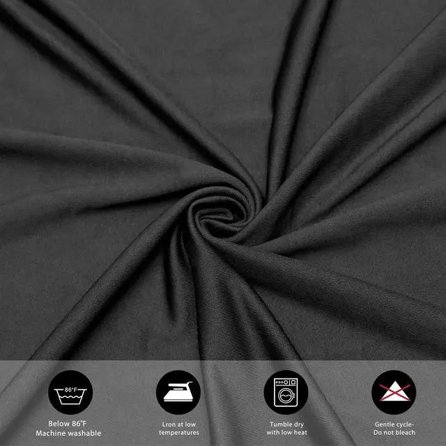 Alt view image 5 of 7 - 6 Ft Tablecloth Rectangle Black Spandex Table Cover | Fits 6 Ft Rectangle Tables, Spandex Fabric, Stretch Fitted Ruffled Skirt, Ideal For Banquet, Business Meeting And Wedding