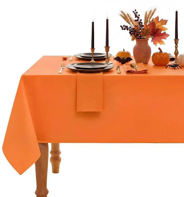 Main image of Halloween Rectangle Tablecloth - Waterproof and Wrinkle Resistant Washable Polyester Table Cloth for Kitchen Dining/Party/Wedding Indoor and Outdoor Use (60 x 84 inch, Orange)