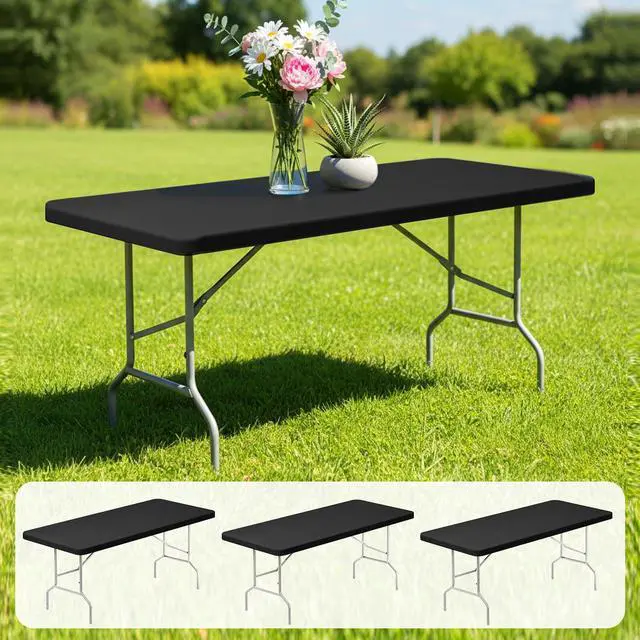 Main image of 3 Pack 6FT Elastic Table Cover, Fitted Spandex Tablecloth | Fit for 6 Foot Rectangle Table, Washable Stretch, Ideal for Party, Picnic, Outdoor, Buffet