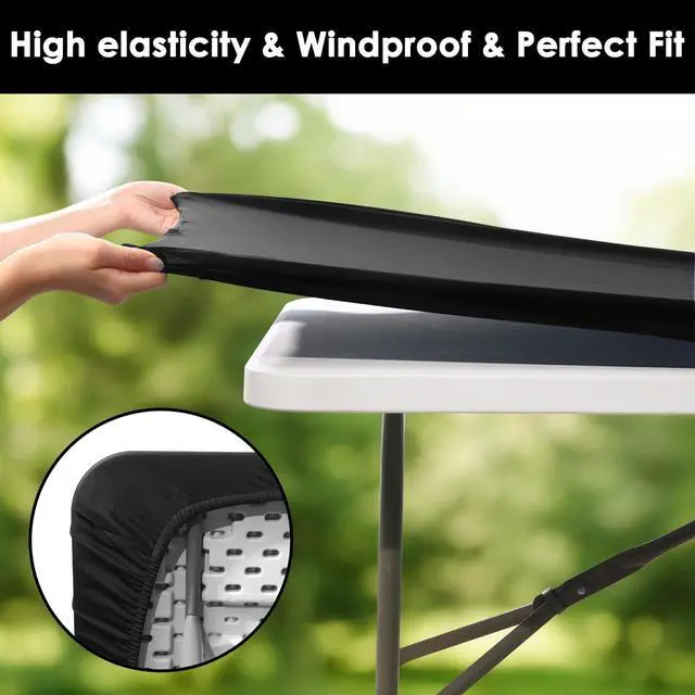 Alt view image 3 of 7 - 3 Pack 6FT Elastic Table Cover, Fitted Spandex Tablecloth | Fit for 6 Foot Rectangle Table, Washable Stretch, Ideal for Party, Picnic, Outdoor, Buffet