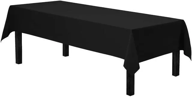 Main image of Rectangle Tablecloth - 60 x 102 Inch Black Table Cloth for 6 Foot Rectangle Tables - Heavy Duty Washable Fabric - for Holiday Party, Dinner, Weddings, Baby Shower & Events