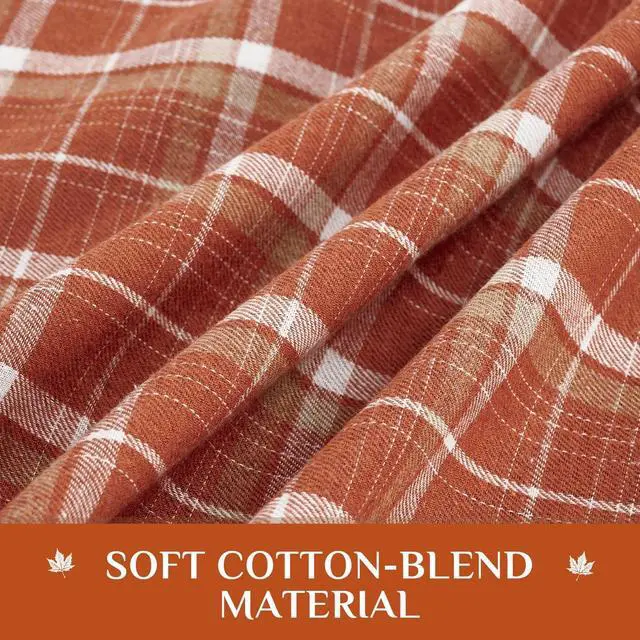 Alt view image 4 of 7 - Fall Checkered Tablecloth Rectangle, Orange, 54 x 80 Inch | Thanksgiving Linen Cotton Gingham Flannel Table Cloth, Autumn Farmhouse Plaid Table Cover for Dining Party Holiday Decor