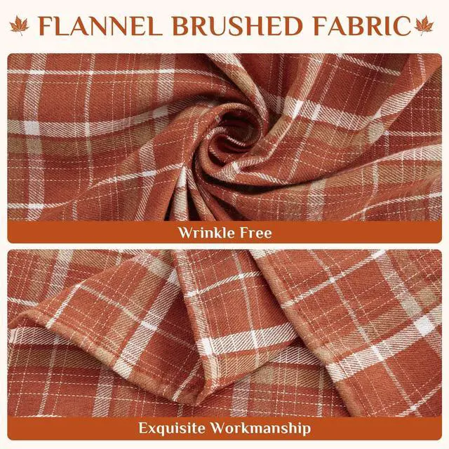 Alt view image 5 of 7 - Fall Checkered Tablecloth Rectangle, Orange, 54 x 80 Inch | Thanksgiving Linen Cotton Gingham Flannel Table Cloth, Autumn Farmhouse Plaid Table Cover for Dining Party Holiday Decor