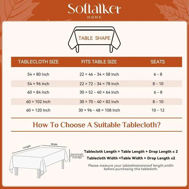 Alt view image 6 of 7 - Fall Checkered Tablecloth Rectangle, Orange, 54 x 80 Inch | Thanksgiving Linen Cotton Gingham Flannel Table Cloth, Autumn Farmhouse Plaid Table Cover for Dining Party Holiday Decor