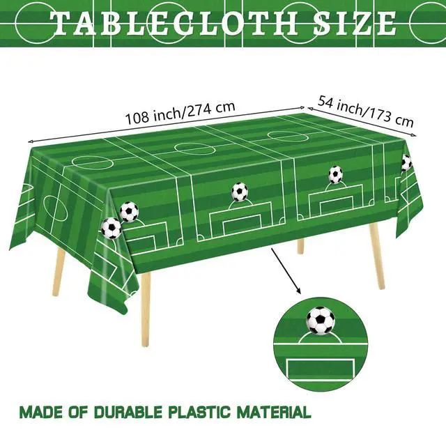 Alt view image 4 of 7 - 4 Pieces Soccer Tablecloths - Soccer Birthday Party Decorations Soccer Table Cloth Soccer Tablecloth Plastic Table Cover for Sports Soccer Theme Party Decorations, 54 x 108 Inch