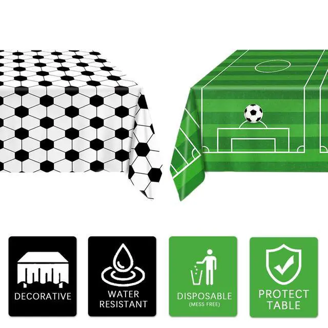 Alt view image 5 of 7 - 4 Pieces Soccer Tablecloths - Soccer Birthday Party Decorations Soccer Table Cloth Soccer Tablecloth Plastic Table Cover for Sports Soccer Theme Party Decorations, 54 x 108 Inch