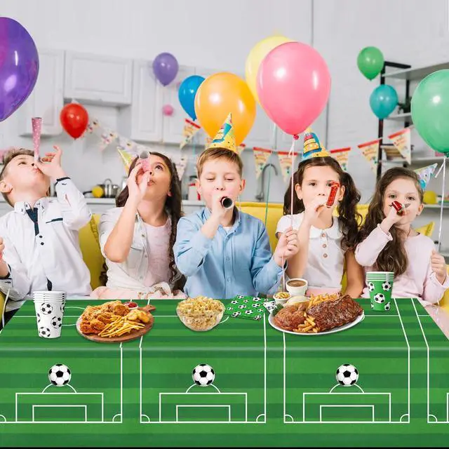 Alt view image 6 of 7 - 4 Pieces Soccer Tablecloths - Soccer Birthday Party Decorations Soccer Table Cloth Soccer Tablecloth Plastic Table Cover for Sports Soccer Theme Party Decorations, 54 x 108 Inch