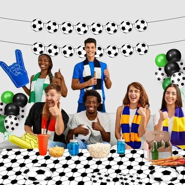 Alt view image 7 of 7 - 4 Pieces Soccer Tablecloths - Soccer Birthday Party Decorations Soccer Table Cloth Soccer Tablecloth Plastic Table Cover for Sports Soccer Theme Party Decorations, 54 x 108 Inch