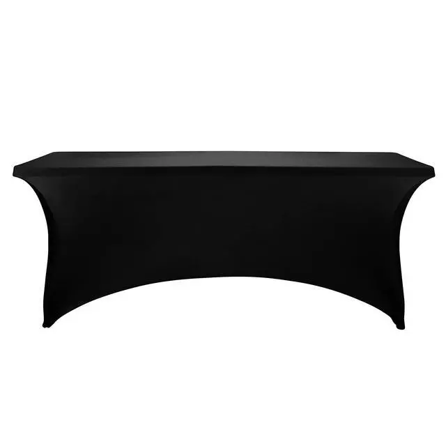 Alt view image 2 of 6 - Spandex Table Covers - Fitted Tablecloth for 6ft Rectangular Tables with Stretch Patio Design - Perfect for Weddings, Banquets, and Parties - Available in Black