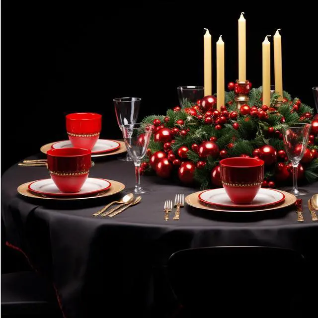 Alt view image 3 of 7 - 1 Pack Black Round Tablecloths 120 Inch for Dining Tables | Washable Decorative Linen Polyester Table Cover for Banquets Buffets Parties and Weddings