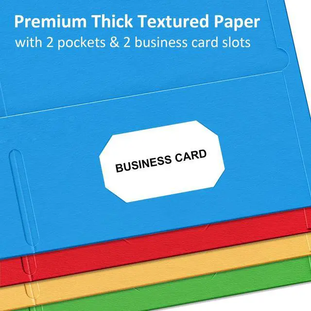 Alt view image 3 of 7 - 2 Pocket Folders, 8 Pack Paper Folders with Pockets, 8 Colors with Labels | Fit 8.5 x 11 Letter Size Paper, 8 Assorted Colors, Thick Paper File Folders, for School, Office, Home, Business