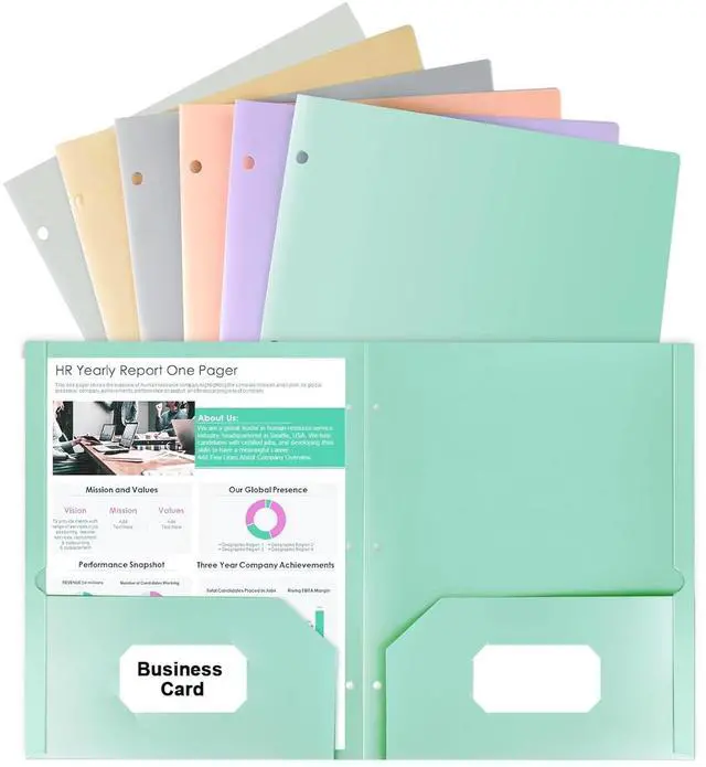 Main image of 3 Hole Punched Folders with Pockets, 6 Pack Pastel Folder for 3 Ring Binder | Two Pocket Folders,Thick Paper File Folders, 6 Assorted Color Binder Folder, for Documents Office School