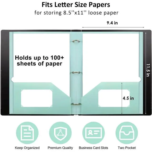 Alt view image 2 of 7 - 3 Hole Punched Folders with Pockets, 6 Pack Pastel Folder for 3 Ring Binder | Two Pocket Folders,Thick Paper File Folders, 6 Assorted Color Binder Folder, for Documents Office School