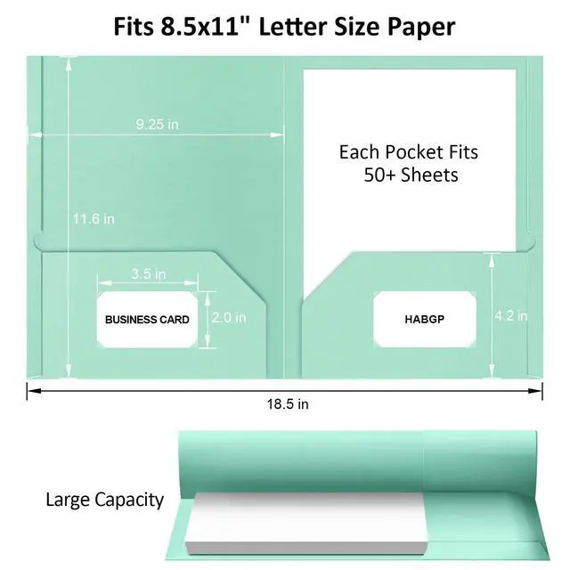 Alt view image 5 of 6 - Paper Folders with Pockets, 5 Color Heavy Duty Two Pocket Folder | with Business Card Holder, for Office, High School, Business Resume