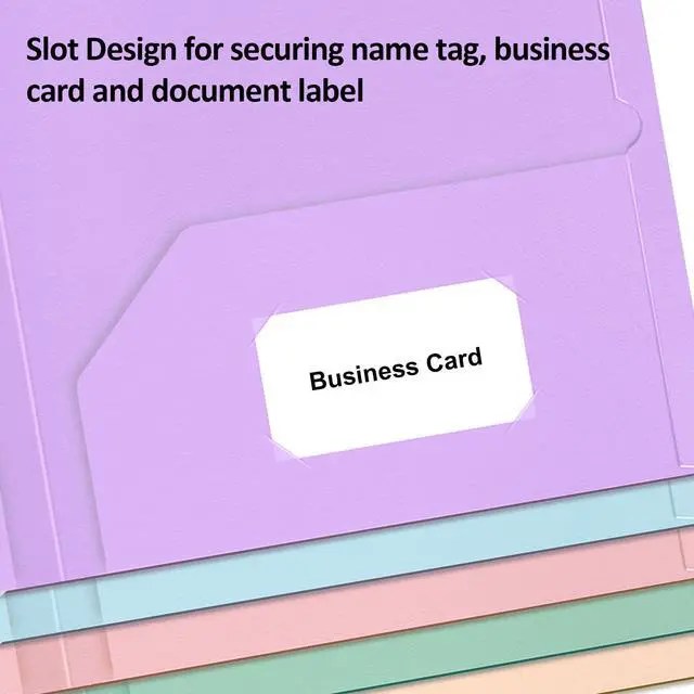 Alt view image 6 of 6 - Paper Folders with Pockets, 5 Color Heavy Duty Two Pocket Folder | with Business Card Holder, for Office, High School, Business Resume
