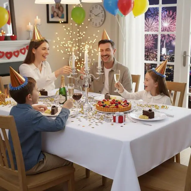 Alt view image 3 of 7 - Rectangle Tablecloth, 60 x 84 Inch, White | Stain and Wrinkle Resistant, Washable Polyester Cloth, Decorative Fabric Cover, For Dining Tables, Buffet Parties and Camping